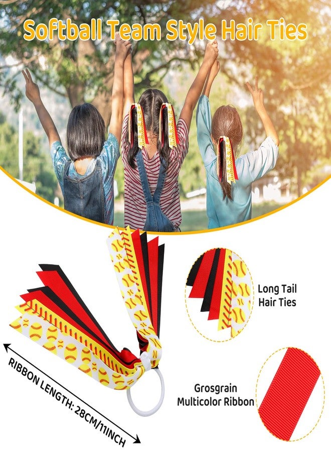 LiYiQ 24 Pcs Softball Hair Accessories for Girls, Holder Streamer Elastics, Softball Hair Ties, Softball Ribbon,Softball Scrunchies for Girls Ponytail Holder Scrunchies Gifts - Image 2